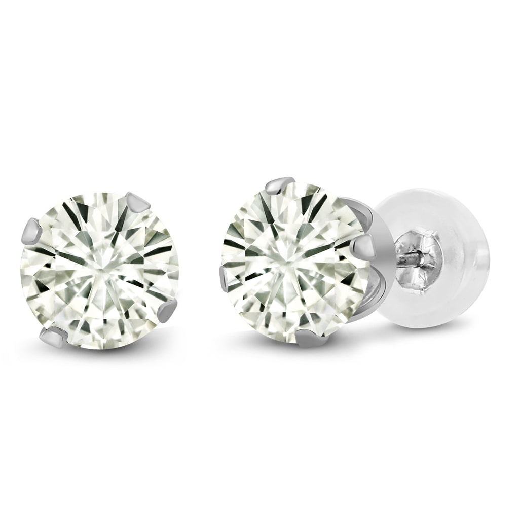 White Moissanite - April_Earrings in 10K White Gold