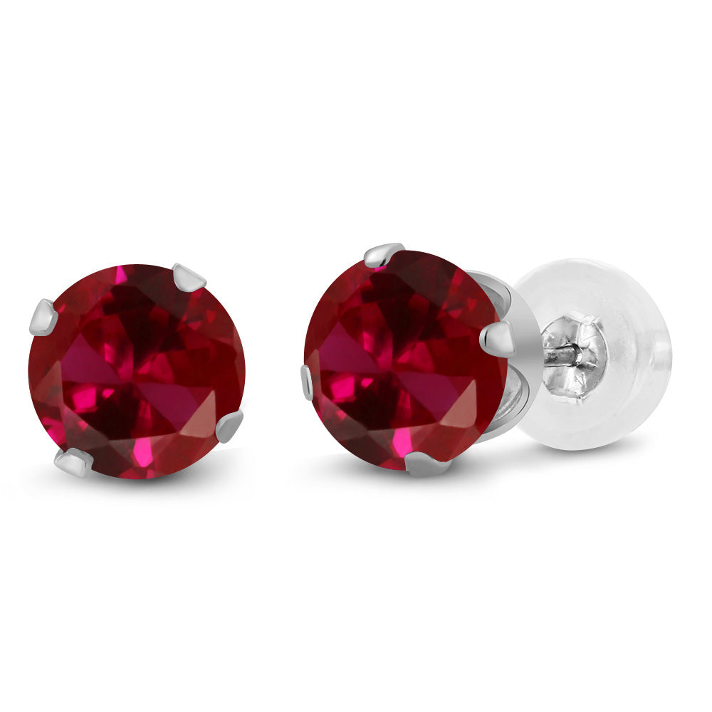 Created Ruby - July_Earrings in 10K White Gold