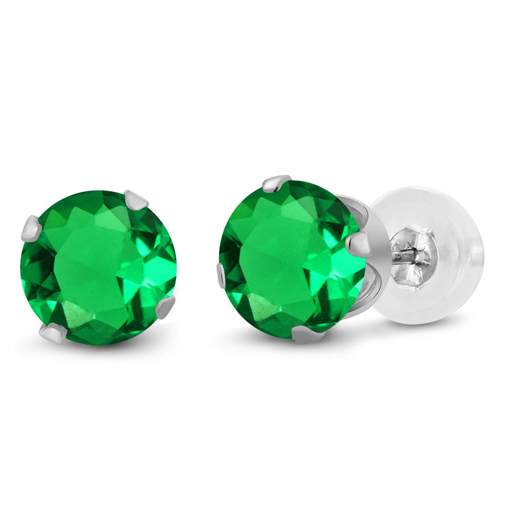 Nano Emerald - May_Earrings in 10K White Gold