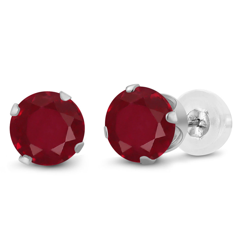 Ruby - July_Earrings in 10K White Gold