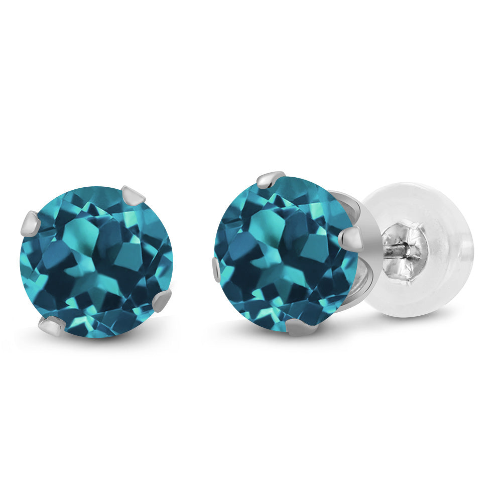 London Blue Topaz - November_Earrings in 10K White Gold