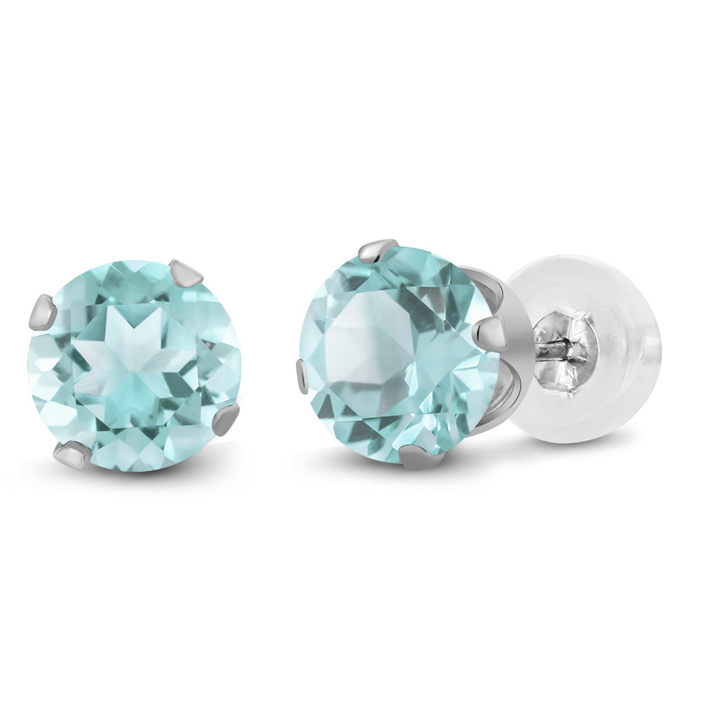 Sky Blue Topaz - November_Earrings in 10K White Gold