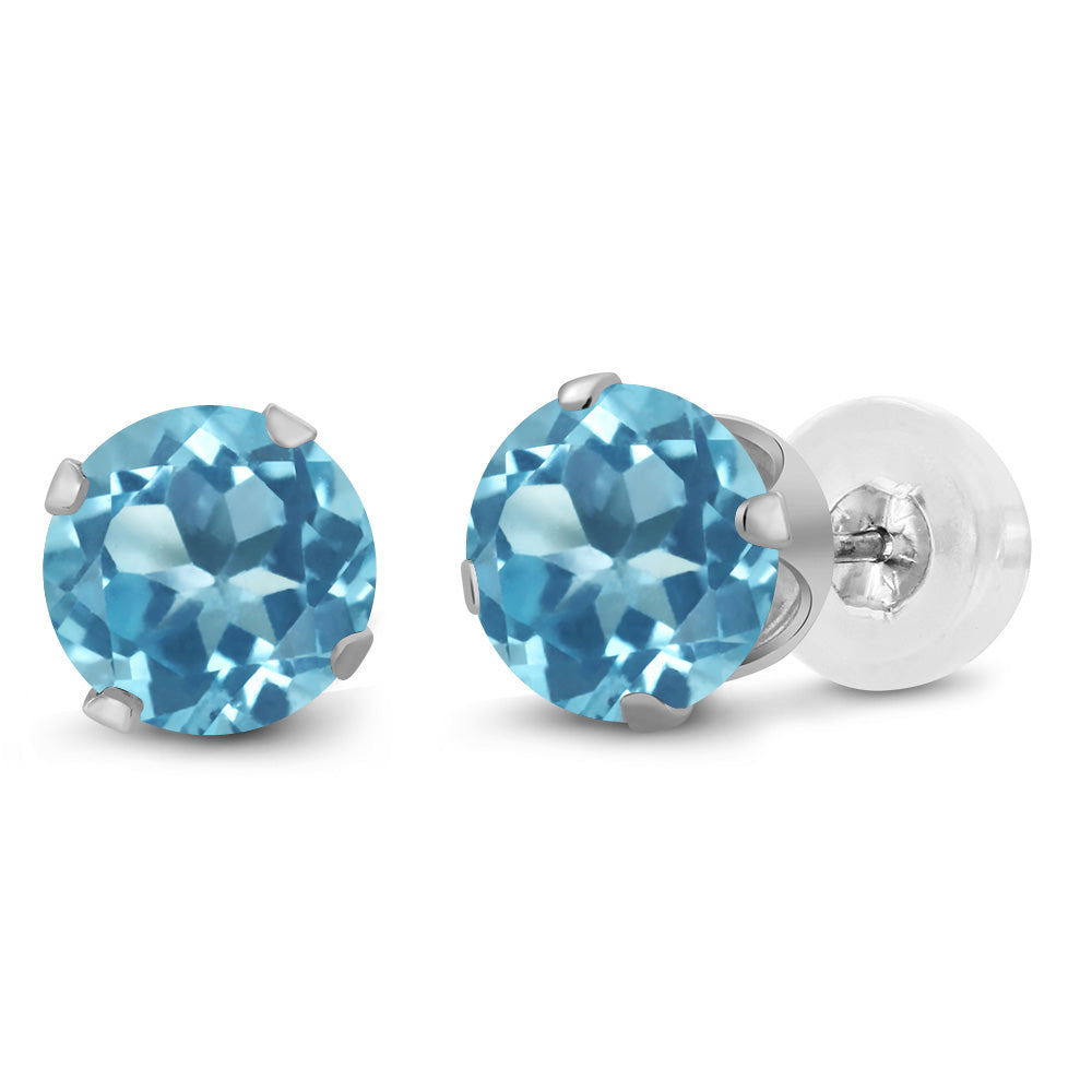 Swiss Blue Topaz - November_Earrings in 10K White Gold