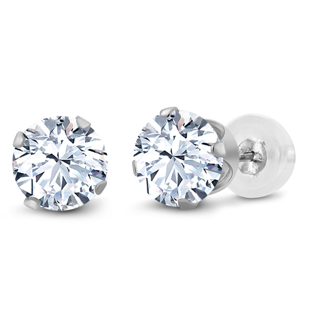 White Created Sapphire - September_Earrings in 10K White Gold