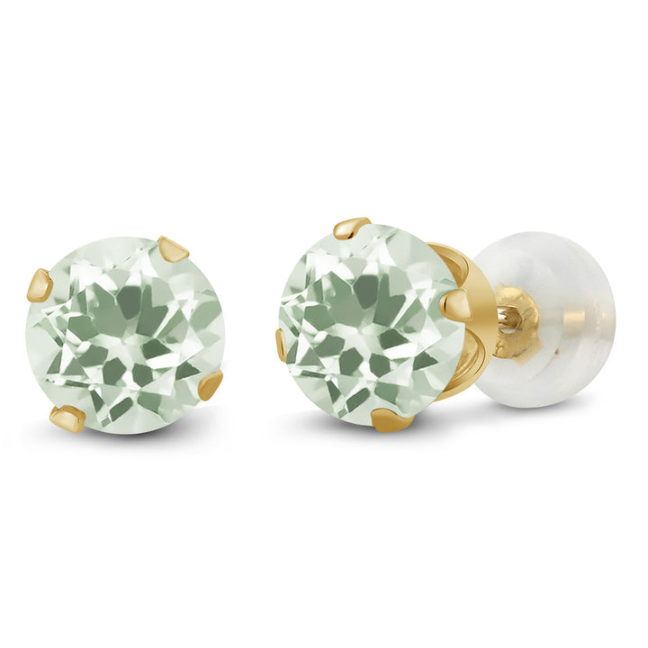 Prasiolite_Earrings in 10K Yellow Gold