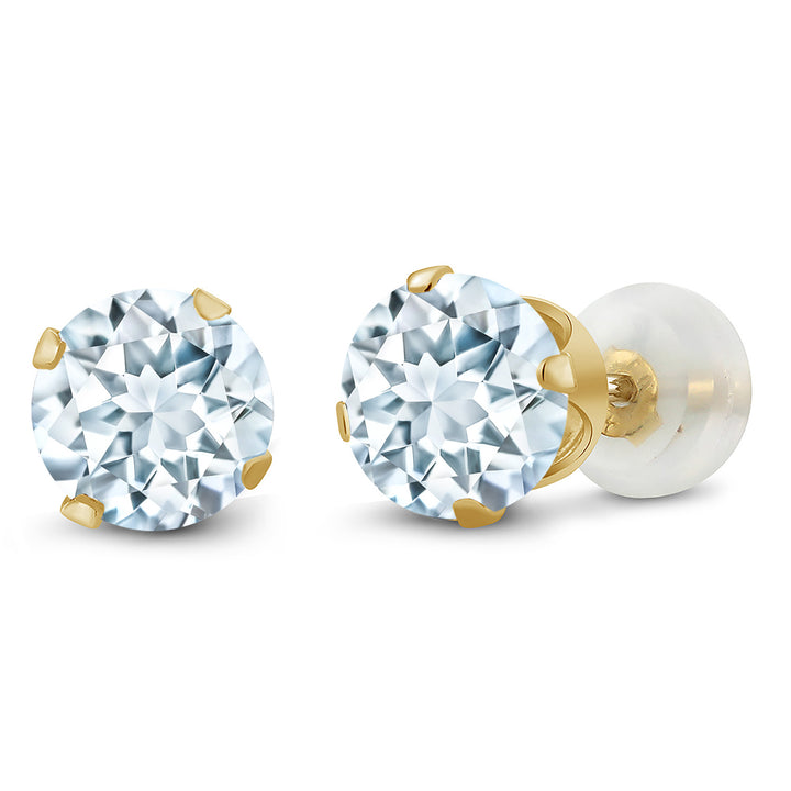 Aquamarine - March_Earrings in 10K Yellow Gold