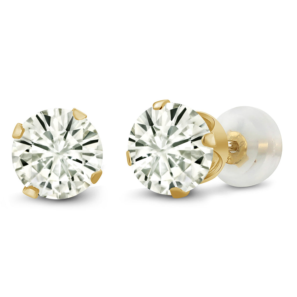White Moissanite - April_Earrings in 10K Yellow Gold