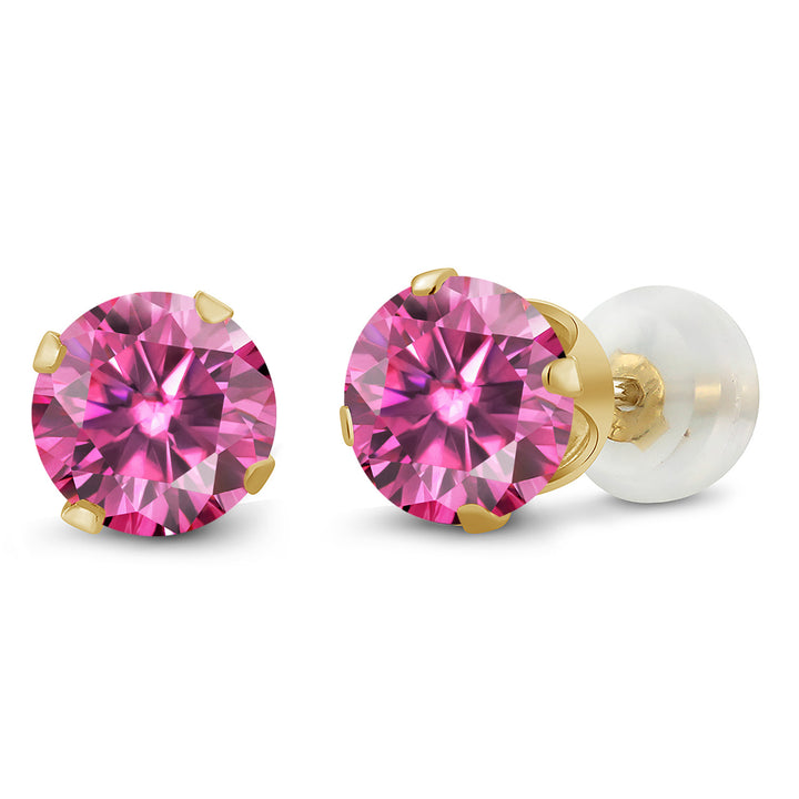 Pink Moissanite - April_Earrings in 10K Yellow Gold