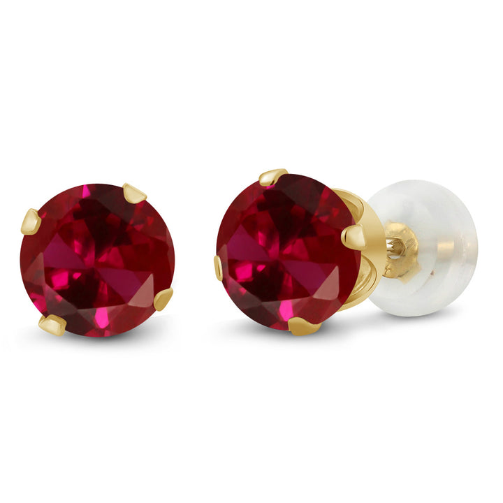 Created Ruby - July_Earrings in 10K Yellow Gold