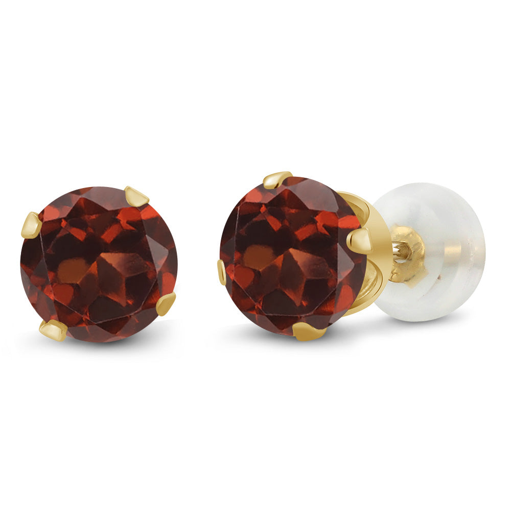 Garnet - January_Earrings in 10K Yellow Gold