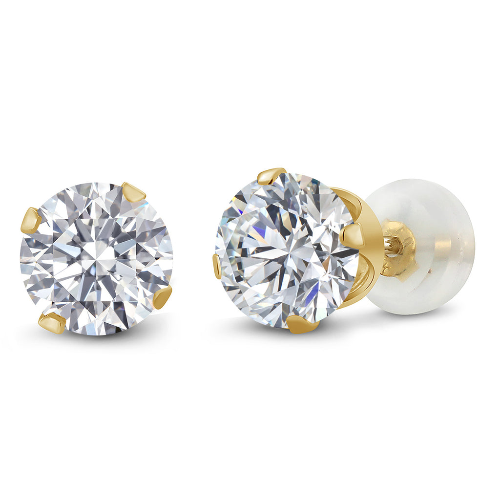 White Lab Grown Diamond - April_Earrings in 10K Yellow Gold