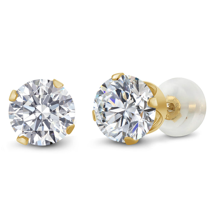White Lab Grown Diamond - April_Earrings in 10K Yellow Gold