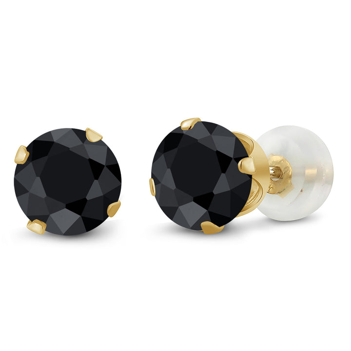 Black Sapphire - September_Earrings in 10K Yellow Gold