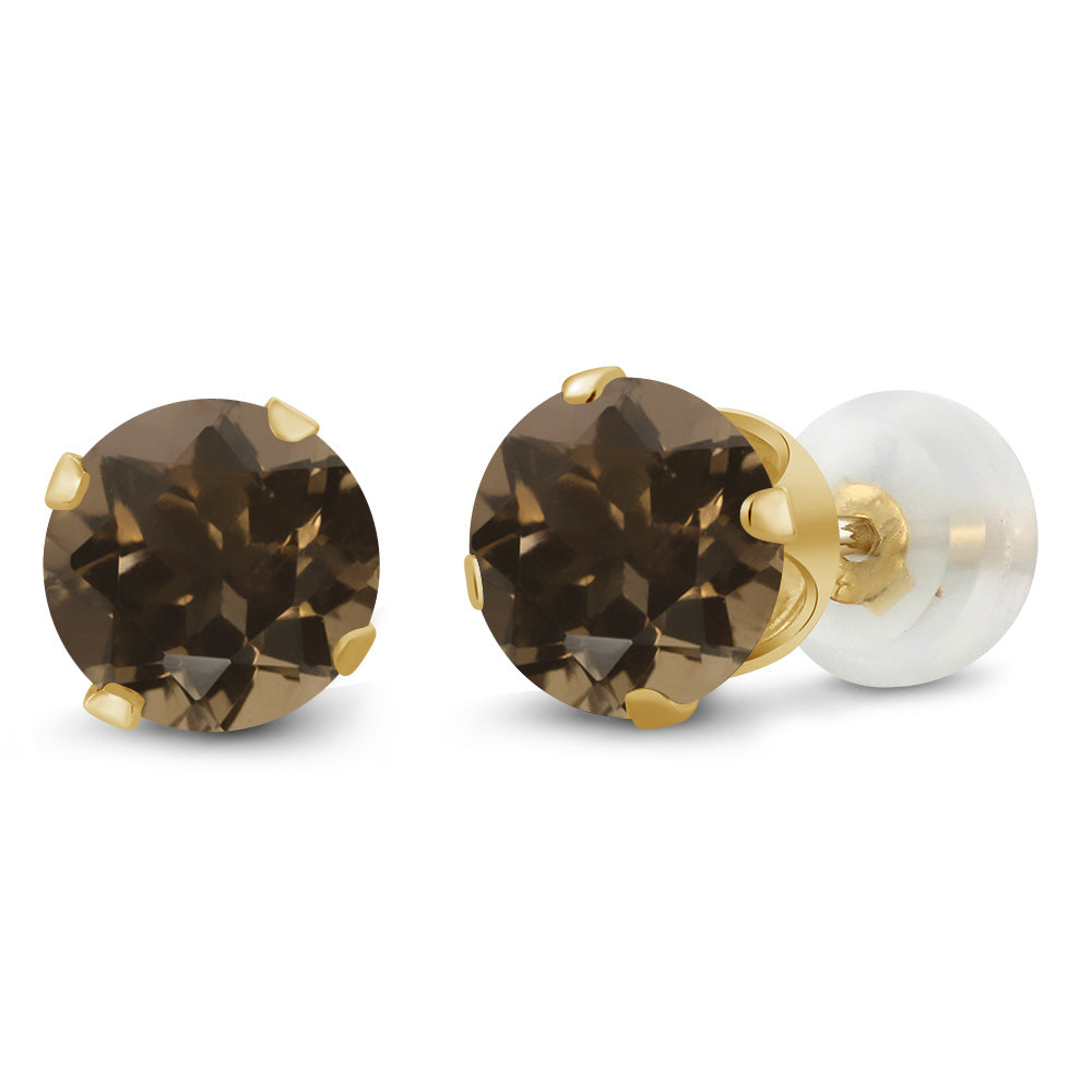 Smoky Quartz_Earrings in 10K Yellow Gold