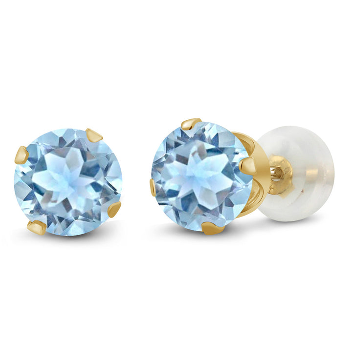 Sky Blue Topaz - November_Earrings in 10K Yellow Gold