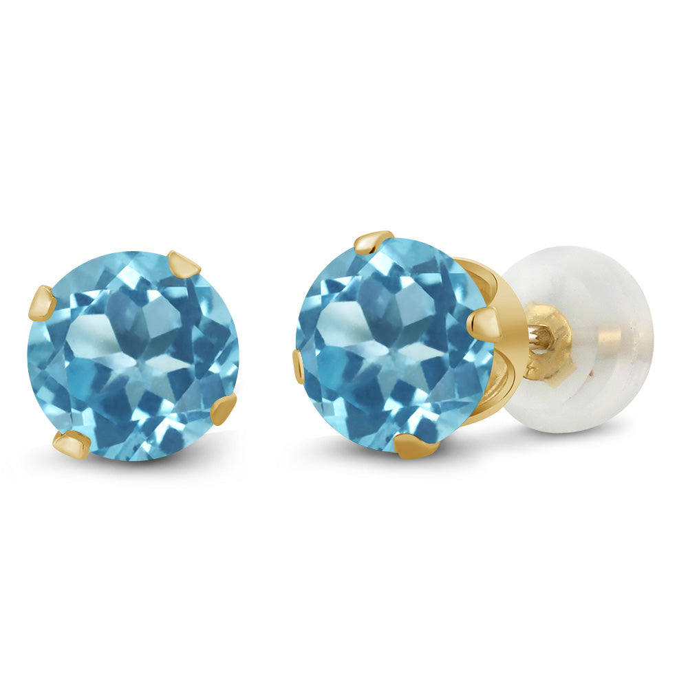 Swiss Blue Topaz - November_Earrings in 10K Yellow Gold