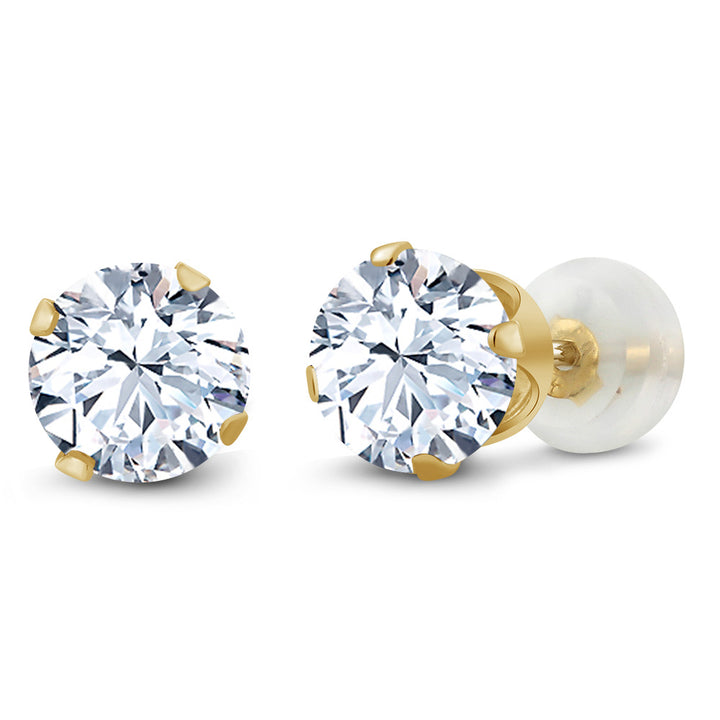 White Created Sapphire - September_Earrings in 10K Yellow Gold