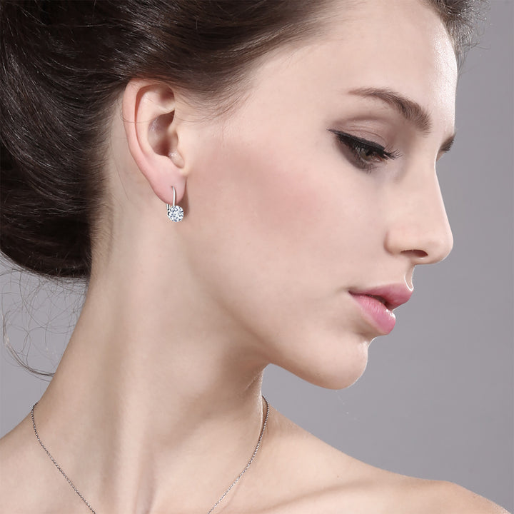 925 Sterling Silver 7MM Round Gemstone Birthstone Dangle Earrings | Fine Jewelry Gifts for Her Mom Women Wife