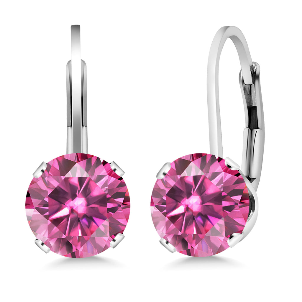 Pink Moissanite - April_Earrings in 925 Sterling Silver