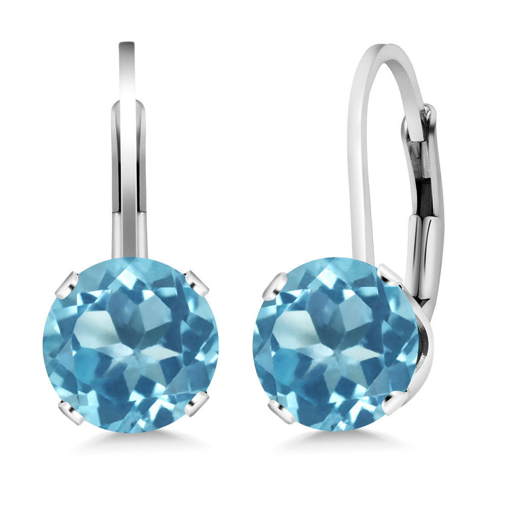 Swiss Blue Topaz - November_Earrings in 925 Sterling Silver