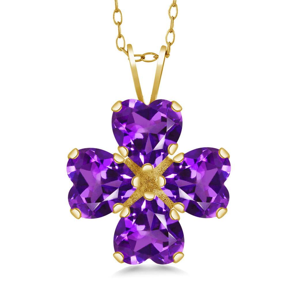 Purple_Pendant in 925 Yellow Gold Plated Silver
