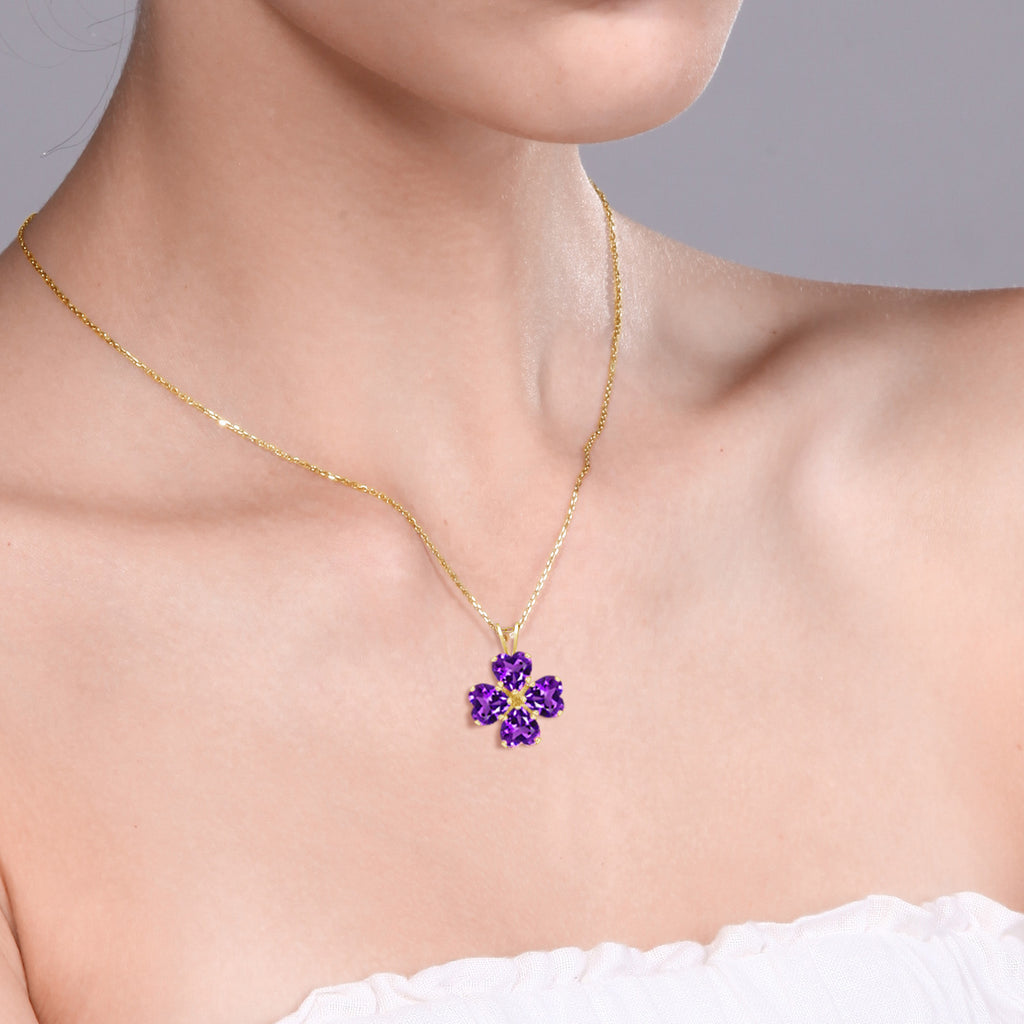 Purple_Pendant in 925 Yellow Gold Plated Silver