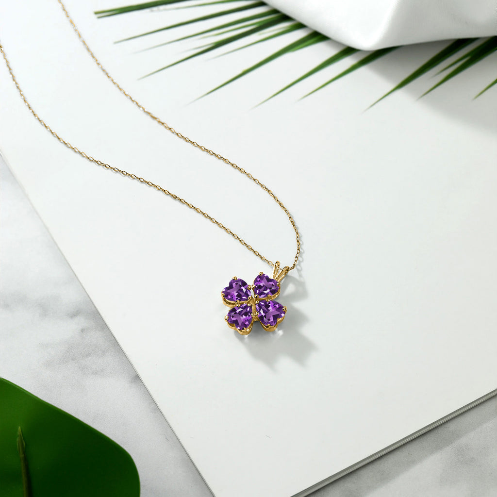 Purple_Pendant in 925 Yellow Gold Plated Silver
