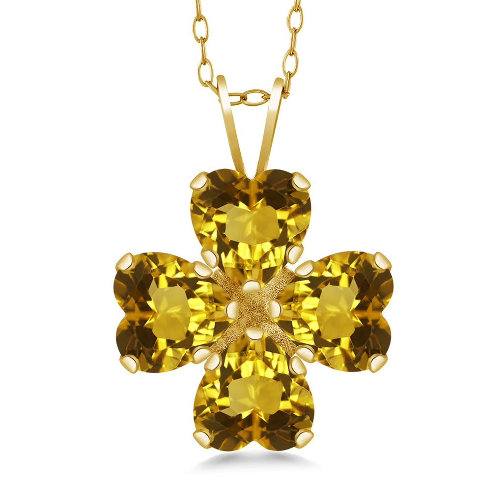 Citrine_Pendant in 925 Yellow Gold Plated Silver