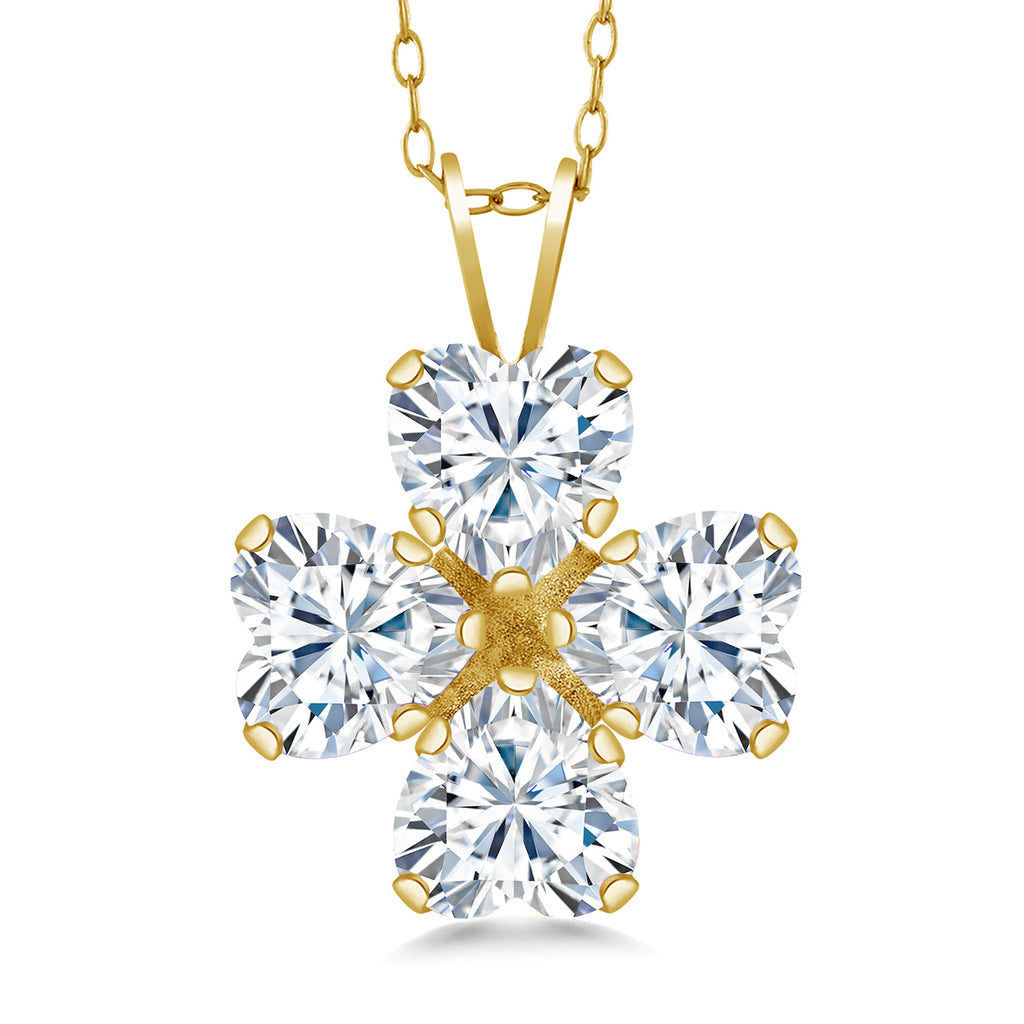 White Moissanite_Pendant in 925 Yellow Gold Plated Silver