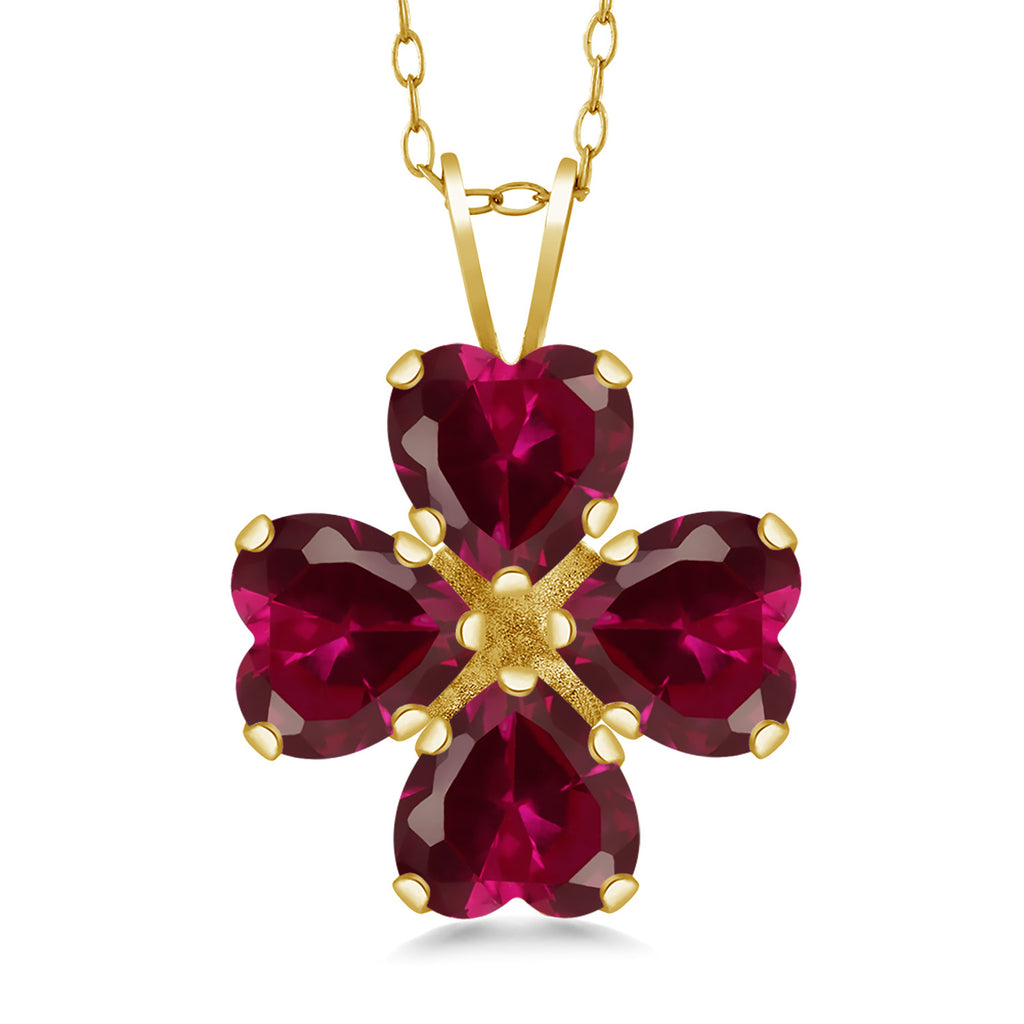Created Ruby_Pendant in 925 Yellow Gold Plated Silver