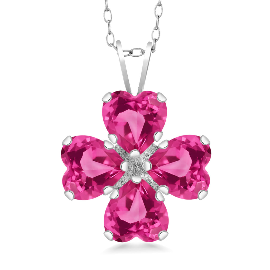 Pink Created Sapphire_Pendant in 925 Sterling Silver