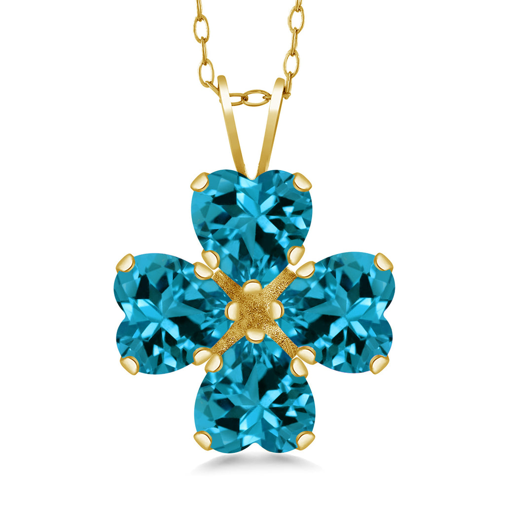 London Blue Topaz_Pendant in 925 Yellow Gold Plated Silver
