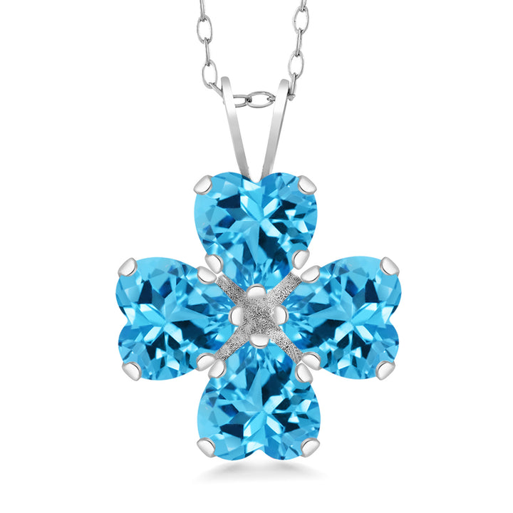 Swiss Blue Topaz_Pendant in 925 Sterling Silver