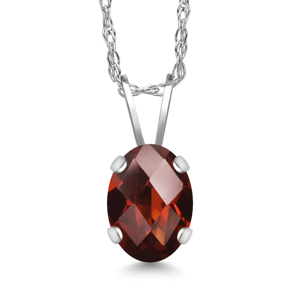 Garnet-Checkerboard - January_Pendant in 14K White Gold