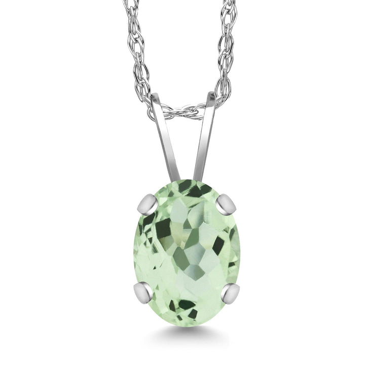 Prasiolite_Pendant in 14K White Gold