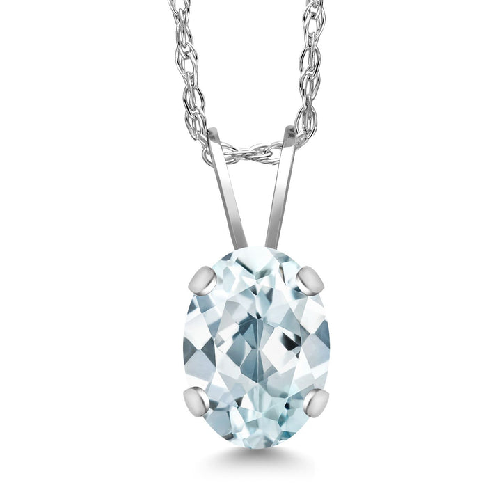 Aquamarine - March_Pendant in 14K White Gold