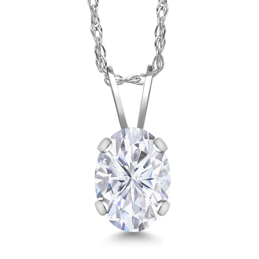 White Moissanite - April_Pendant in 14K White Gold