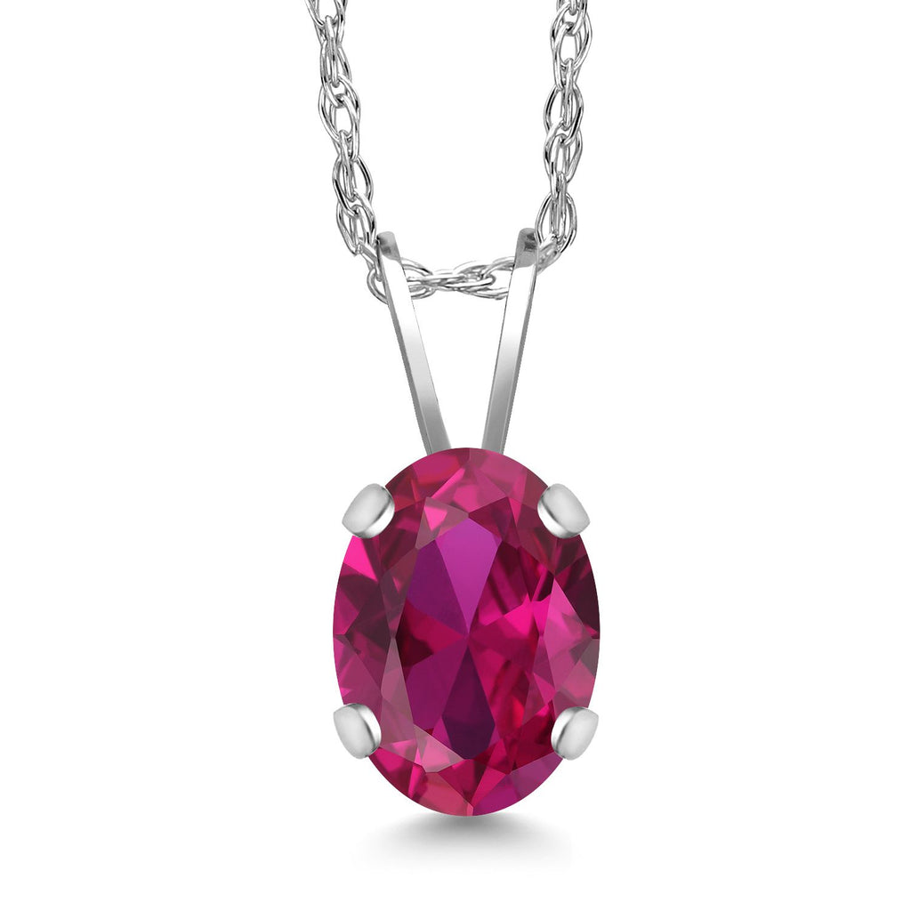 Created Ruby - July_Pendant in 14K White Gold