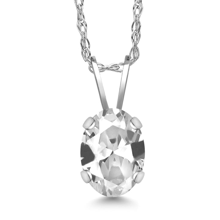 White Created Sapphire - September_Pendant in 14K White Gold
