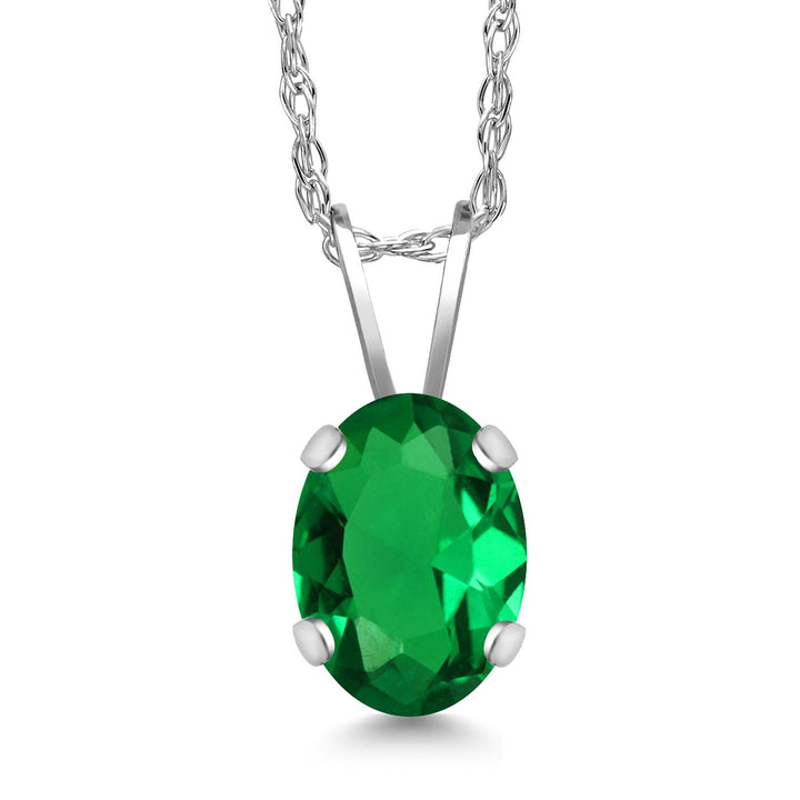 Nano Emerald - May_Pendant in 14K White Gold
