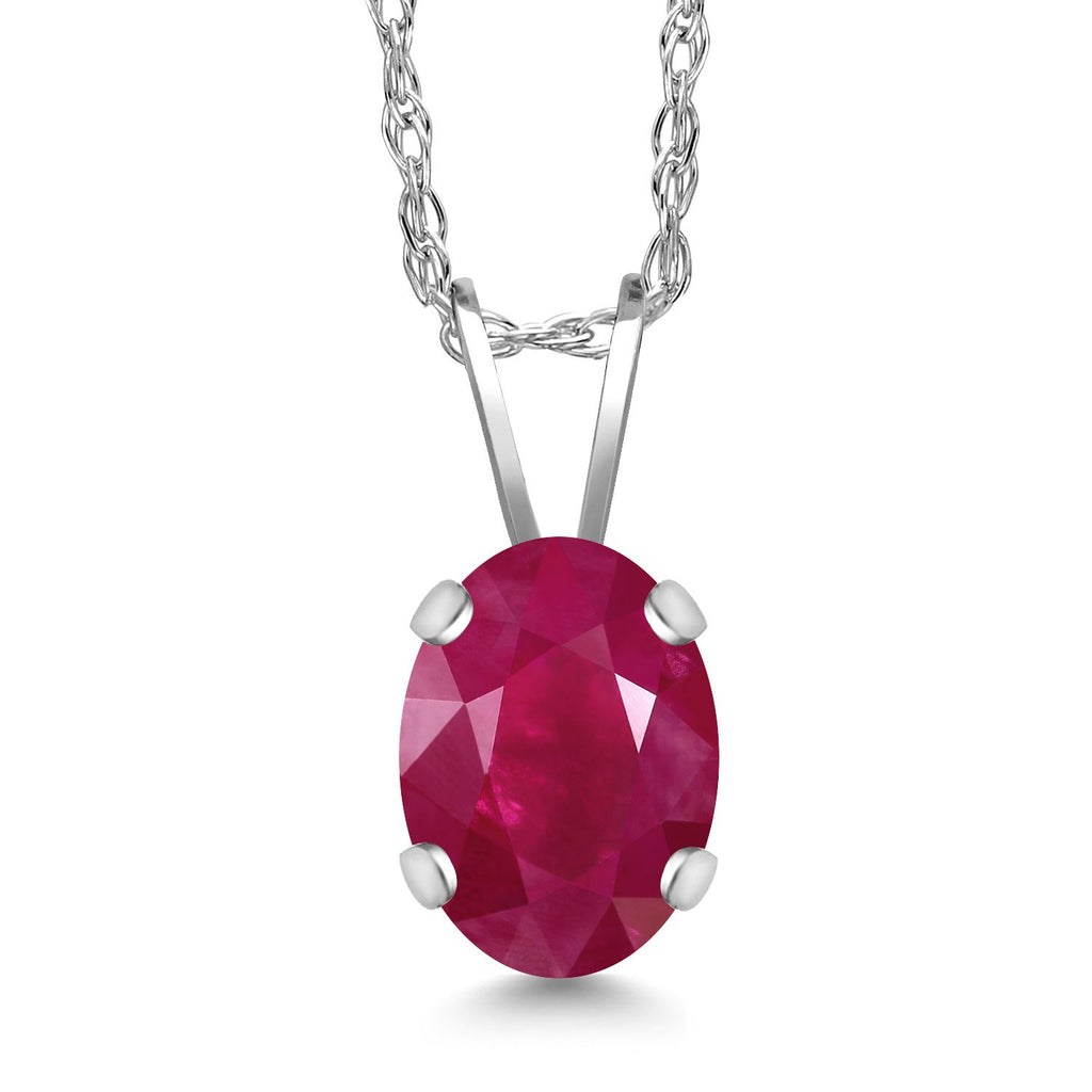 Ruby - July_Pendant in 14K White Gold