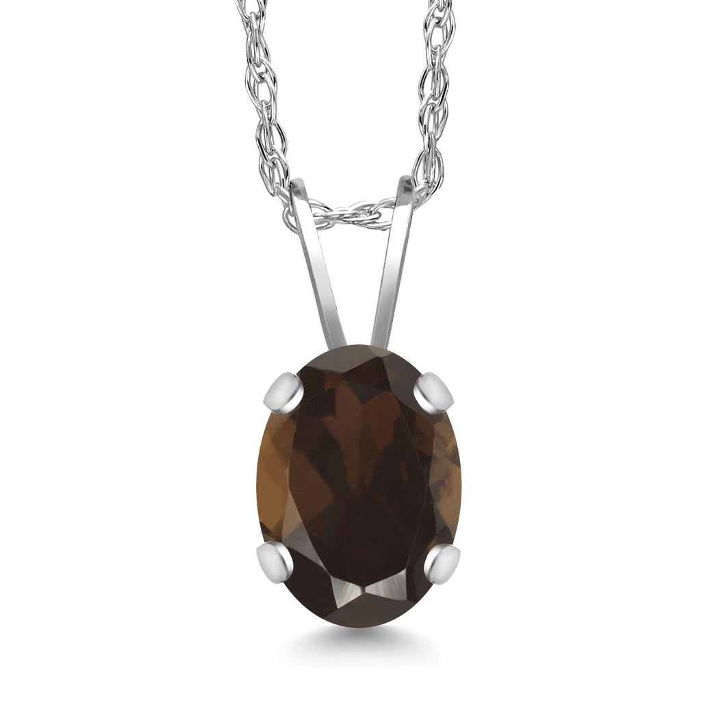 Smoky Quartz_Pendant in 14K White Gold