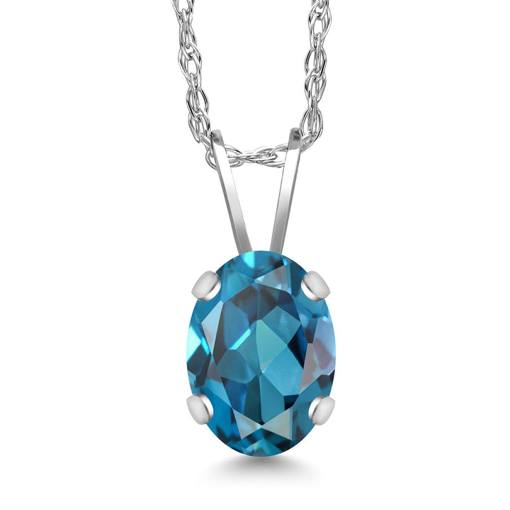 London Blue Topaz - November_Pendant in 14K White Gold