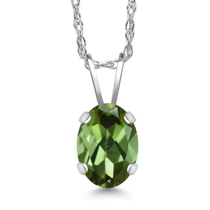 Green Tourmaline - October_Pendant in 14K White Gold