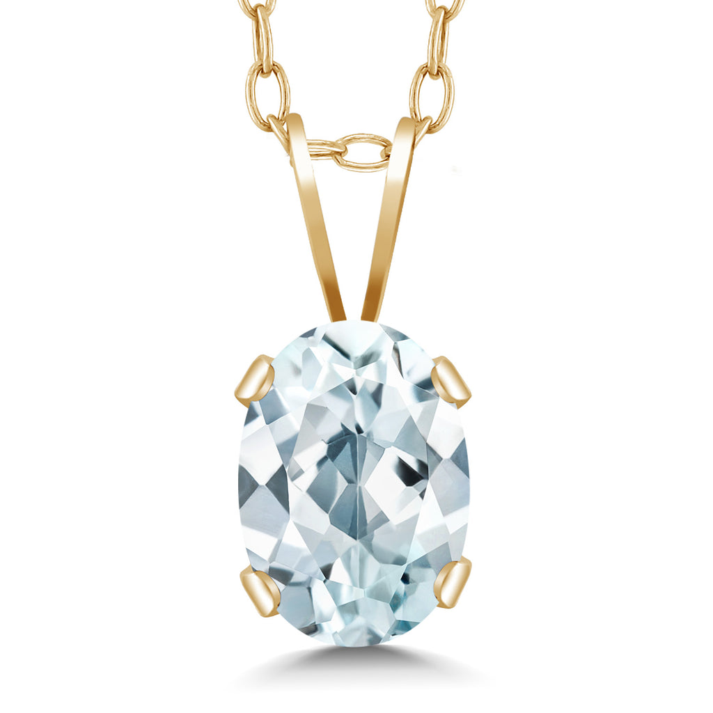 Aquamarine - March_Pendant in 14K Yellow Gold