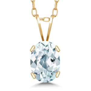 Aquamarine - March_Pendant in 14K Yellow Gold