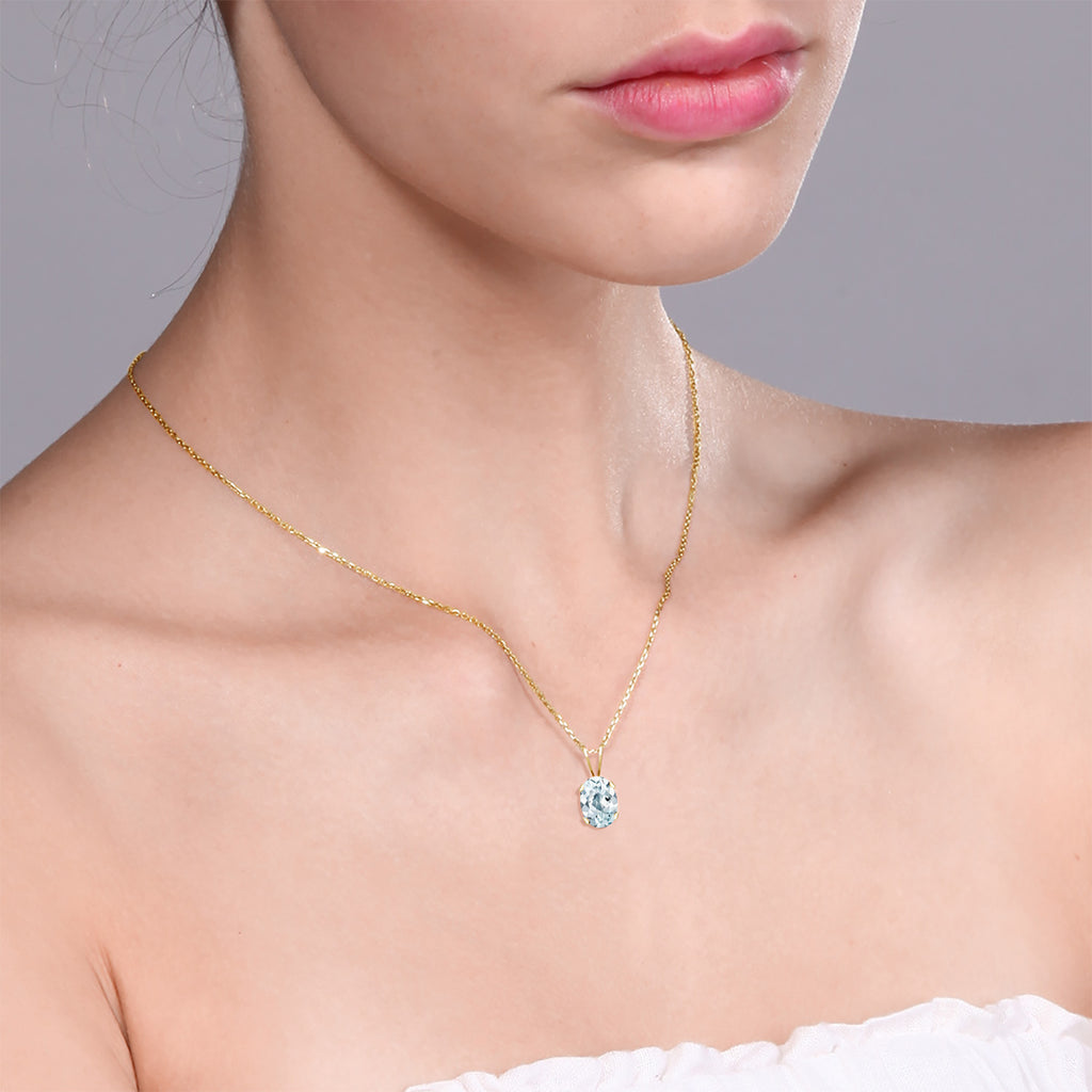 Aquamarine - March_Pendant in 14K Yellow Gold