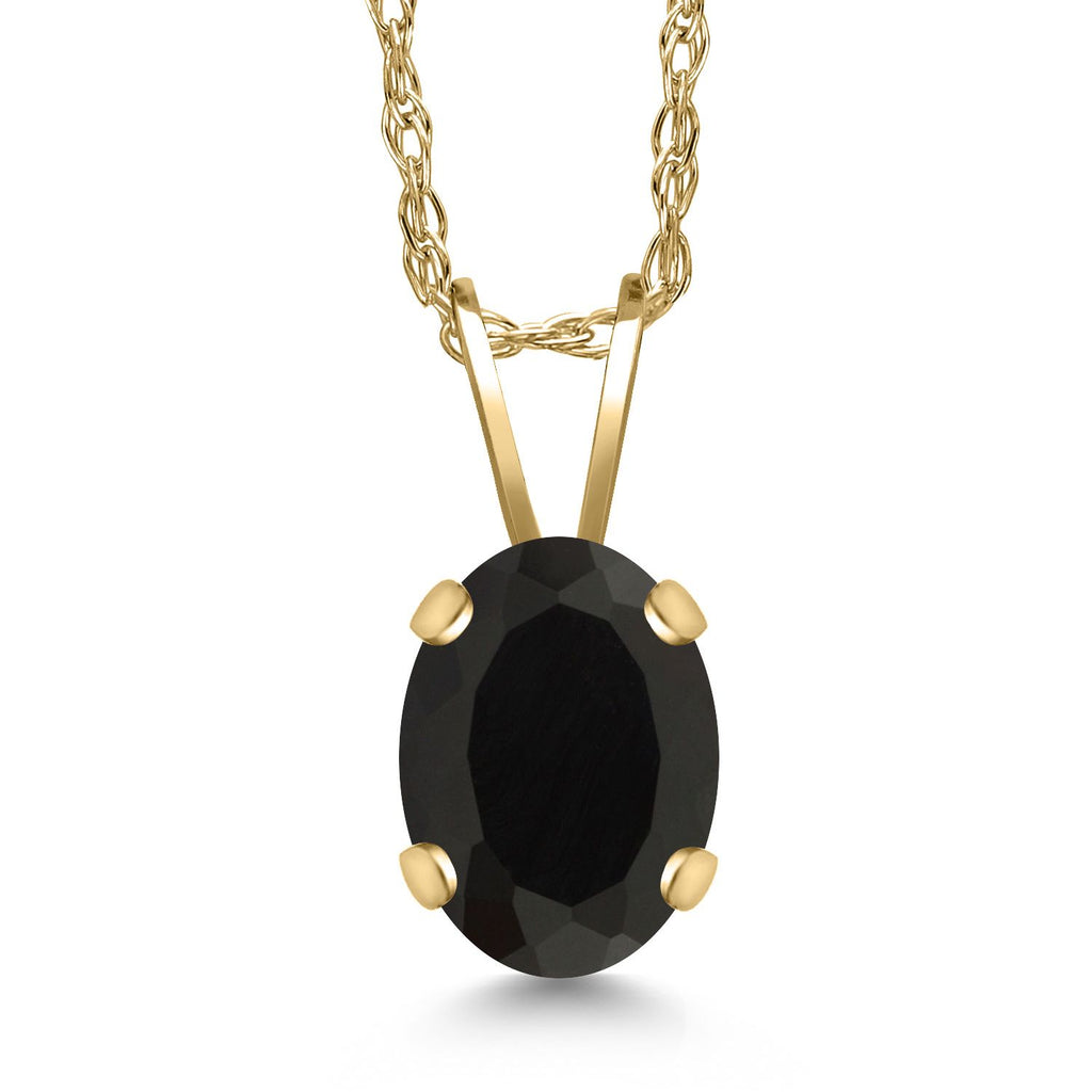 Gem Stone King 14K Yellow Gold 7X5MM Oval Gemstone Birthstone Pendant Necklace for Women | Gold Necklace for Women | With 18 Inch Chain