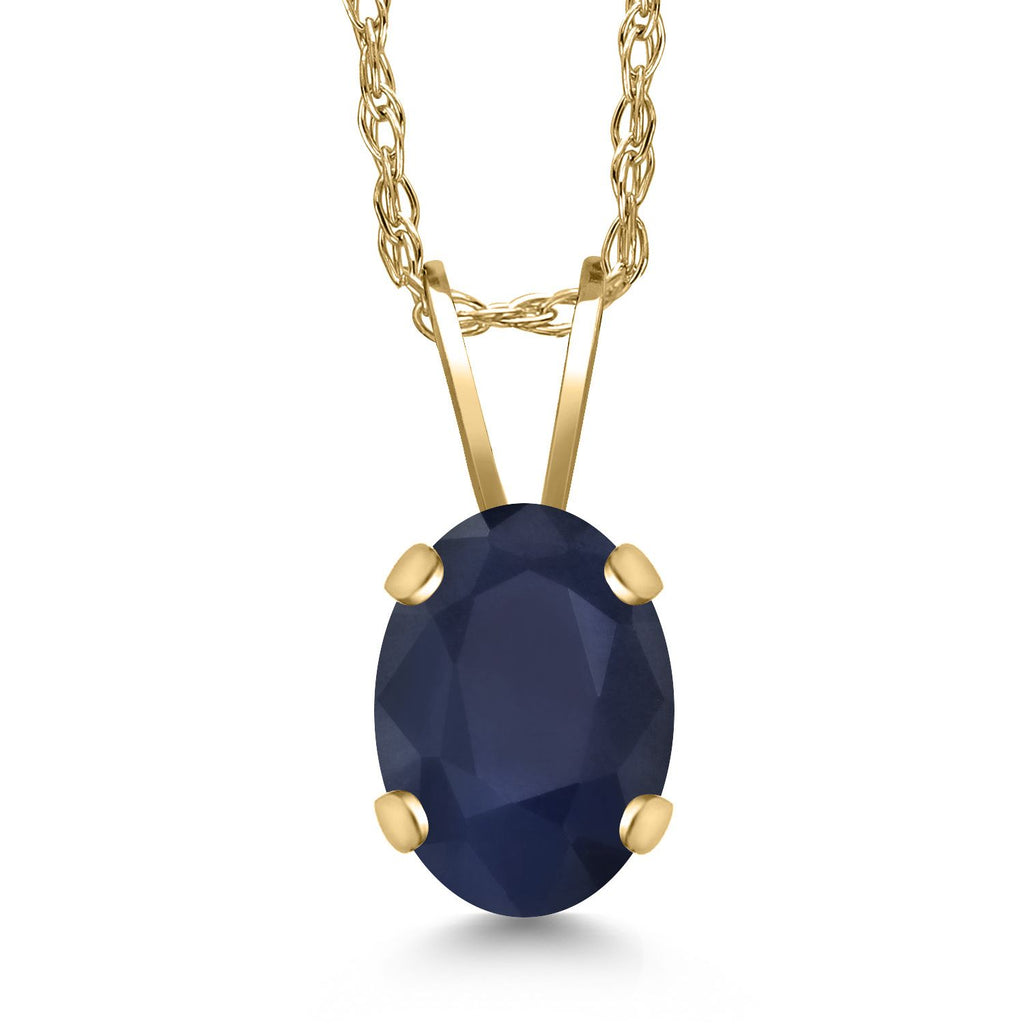 Gem Stone King 14K Yellow Gold 7X5MM Oval Gemstone Birthstone Pendant Necklace for Women | Gold Necklace for Women | With 18 Inch Chain