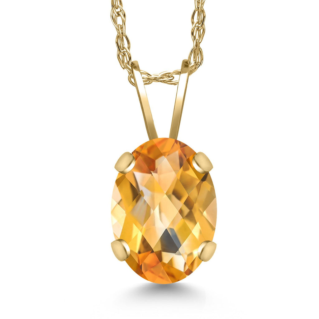 Citrine-Checkerboard - November_Pendant in 14K Yellow Gold
